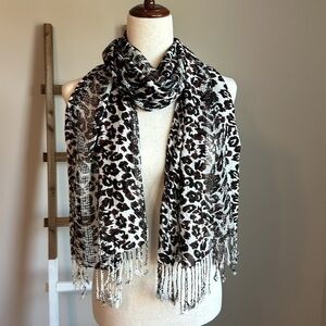 Collections Eighteen Animal Print Scarf with Fringe